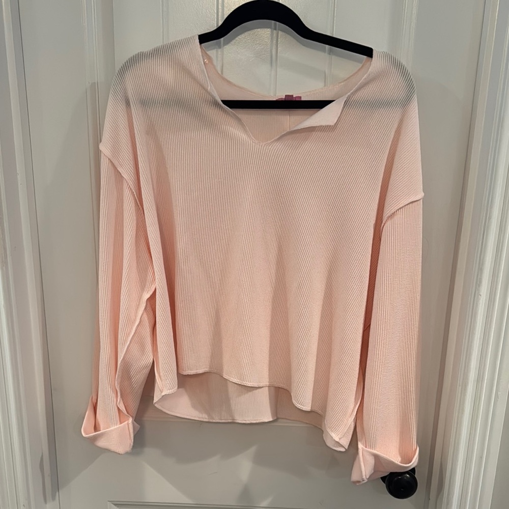 Miami Pink Bell Sleeve Blouse Relaxed Fit